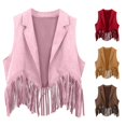 thumbnail image 1 of RUTAYY Girls Vest Turndown Collar Sleeveless Open Front Bottom Solid Color Kids Outerwear Pink, 1 of 4