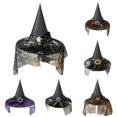 thumbnail image 1 of RUTAYY Girls Witch Hat Spider Web Mesh Veil Decor Pointed Top Wide Brim Halloween Party Hats Silver, 1 of 4