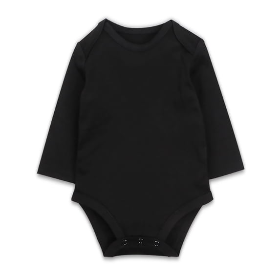 RUTAYY Boys Girls Jumpsuit Long Sleeve Article Bodysuit Solid Color Classic Versatile Onesie, Black, 6-9 Months
