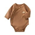 thumbnail image 1 of RUTAYY Boys Girls Jumpsuit Long Sleeved Jacquard Coat Summer Thin Baby Triangular Coat Pure Crawling Suit Holiday Vacation Beach, Coffee, 7-12 Months, 1 of 3