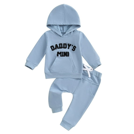 RUTAYY Infant Boys Outfit Sets Casual Letter Print Long Sleeve Top with Drawstring Pants 2-Pack Outfit Fall Winter Fun & Vibrant Designs