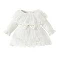 thumbnail image 1 of RUTAYY Girls Dress Long Sleeve Lace Romper Bodysuits Dress Trendy Clothes, White, 6-12 Months, 1 of 7