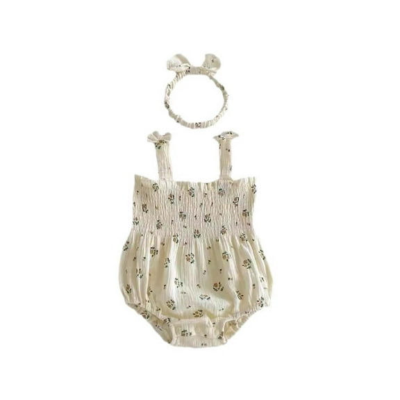 RUTAYY Infant Girls Jumpsuit Bow-Tie Suspenders With Floral Prints For 2 Pieces Bohemian Style , Yellow, 0-3 Months