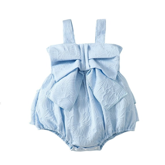 RUTAYY Girls Jumpsuit Sleeveless Bowknot Romper Embroider Bodysuits Fun & Vibrant Designs, Blue, 0-3 Months