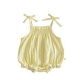 thumbnail image 1 of RUTAYY Girls Jumpsuit Summer Baby Lightweight Bow Tie Straps Top Solid Color Floral Wrap Dress Dress Classic Style, Yellow, 3-6 Months, 1 of 5