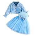 thumbnail image 1 of RUTAYY Infant Girls Outfit Sets 2-Pack Embroidered Long Sleeved Jacket and Bow Strappy Mesh Dress Set Summer Fall Trendy Clothes, 1 of 9