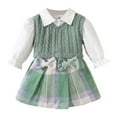 thumbnail image 1 of RUTAYY Infant Girls Outfit Sets Casual Daily Wear Vest Sweater Solid Color Shirt Plaid Skirt 3-Pack Suit Fall Winter Fun & Vibrant Designs, 1 of 6