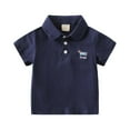 thumbnail image 1 of RUTAYY Infant Infant Boys' Polo Shirt Casual cartoon print gentleman short sleeve POLO shirt lapel Beach Fashion Tops , Navy, 18-24 Months, 1 of 4