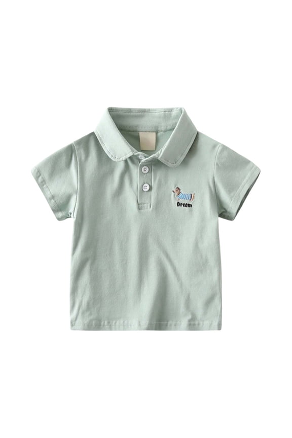 Infant Infant Boys' Polo Shirt Casual cartoon print gentleman short sleeve POLO shirt lapel Bohemian style , Green, 12-18 Months