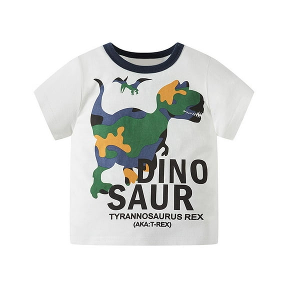 RUTAYY Infant Infant Boys' T-Shirt Short sleeve camouflage dinosaur thin short sleeve Cute Elegant , White, 18-24 Months