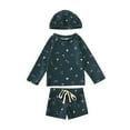 thumbnail image 1 of RUTAYY Kids Boys 3PCS Swimsuit Rash Guard Boys Swimwear Floral Swimming Suits Bathing Suit For Toddler Boys Swim Trunk With Swimming Cap Beach Vacation Brazilian Beachwear, 12-24 Months, 1 of 9