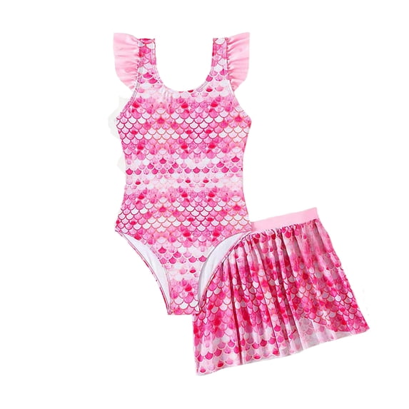 RUTAYY Kids Girls Flower Printed Swimsuits 2PCS Bikini Sets Sport Bathing Suits Beach Vacation Tropical Swimwear Beachwear, 13-14 Years