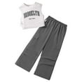 thumbnail image 1 of RUTAYY Kids Girls Outfits Sets Summer Sleeveless Letter Tank Top And Casual Pants Set Fashion Clothing, Grey, 11Y, 1 of 3