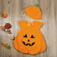 thumbnail image 1 of RUTAYY Kids Unisex Halloween Pumpkin 2 Piece Outfit Sleeveless Romper Matching Pumpkin Hat Set Orange, 1 of 8