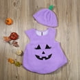 thumbnail image 1 of RUTAYY Kids Unisex Halloween Pumpkin 2 Piece Outfit Sleeveless Romper Matching Pumpkin Hat Set Purple, 1 of 7