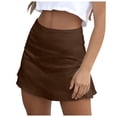 thumbnail image 1 of RUTAYY Ladies Casual Satin Silk High Waist With Zipper Mini Skirt For Women Solid Color Casual Travel Skirts, 1 of 5
