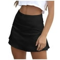 thumbnail image 1 of RUTAYY Ladies Casual Satin Silk High Waist With Zipper Mini Skirt For Women Solid Color Flowy Swing Skirts, 1 of 5