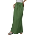 thumbnail image 1 of RUTAYY Linen Maxi Skirts For Women Trendy Summer Comfy Drawstring Waist A-Line Skirts Cute Vacation Boho Long Flowy Skirts Solid Color Swing Pleated Beach Skirts, 1 of 8