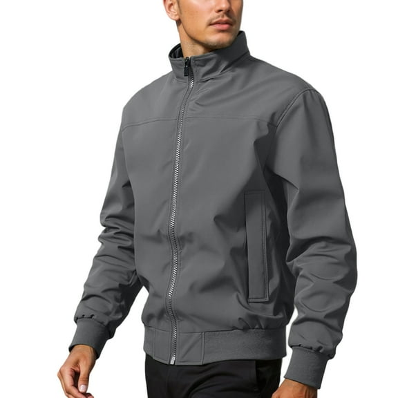 RUTAYY Men's Casual Jacket Long Sleeve Solid Color Lightweight Outerwear Everyday Wear Comfortable Zipper Fall Winter Trendy Versatile Tops