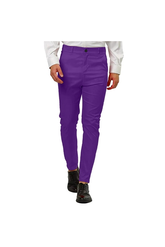 Men's Casual Pants Business Suit Solid Color with Button Comfortable Classic Chic Trousers
