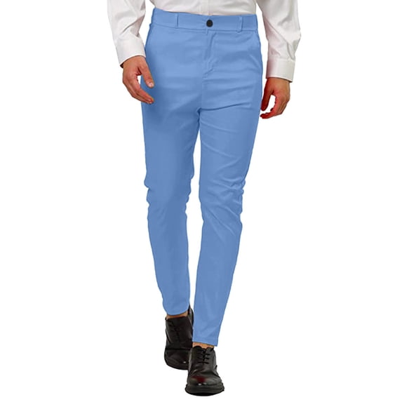 RUTAYY Men's Casual Pants Business Suit Solid Color with Button Comfortable Classic Versatile Trousers