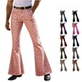 thumbnail image 1 of RUTAYY Men's Casual Pants Leopard Print Button Closure Front Multi Side Pockets Flared Full Length Daily Trousers Light Pink, 1 of 5
