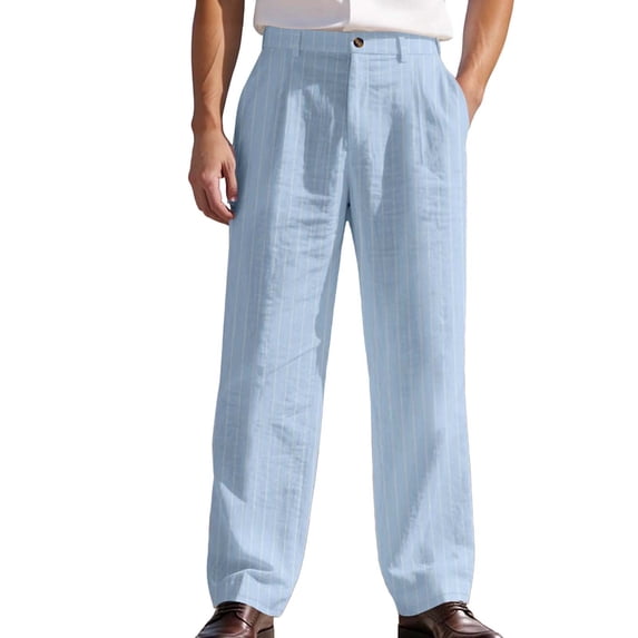 RUTAYY Men's Casual Pants Loose Fit Breathable Vertical Straight Leg Solid Color Daily Wear Trendy Vibrant Trousers