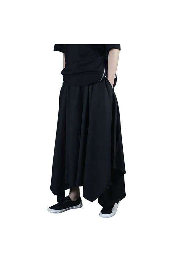 Men's Casual Pants Loose Fit Wide Leg Solid Color with Pocket Daily Wear Classic Chic Trousers