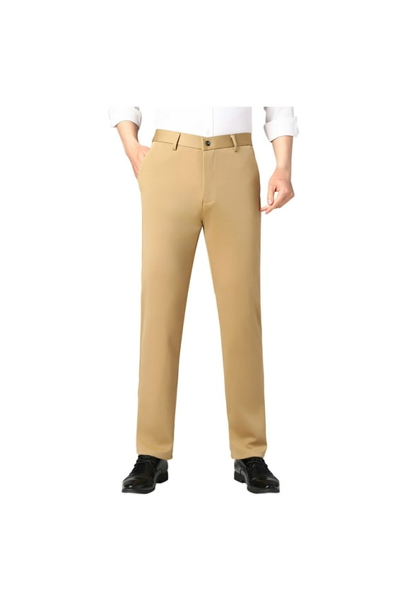 Men's Casual Pants Loose Straight Leg High Rise Deep Solid Color Daily Wear Chic Elegant Trousers