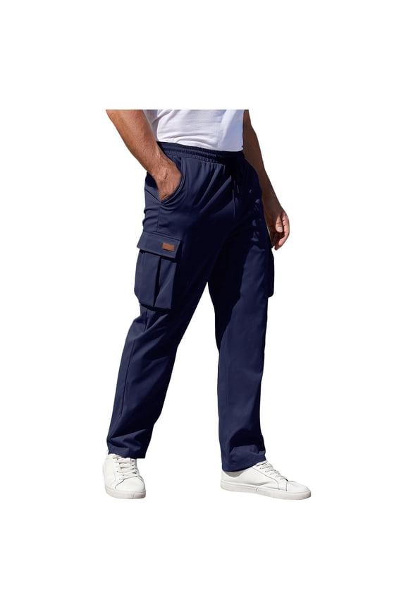 Men's Casual Pants Retro with Pocket Drawstring Straight Leg Jogging Holiday Chic Trousers
