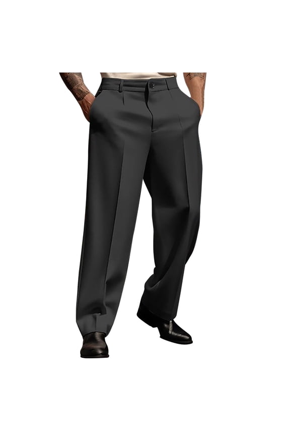 Men's Casual Pants Solid Color Simple Business Straight Leg Suit Pants Chic Elegant Trousers