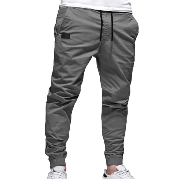 RUTAYY Men's Casual Pants Straight Leg Mid Waist Solid Color with Pocket Full Length Trendy Vacation Trousers