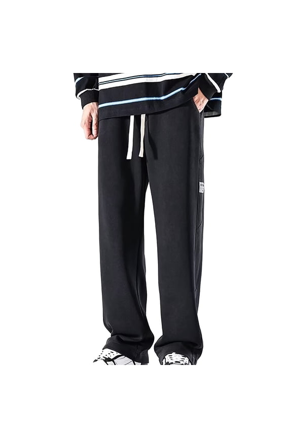 Men's Casual Sweatpants Straight Leg Joggers Solid Color Hiking Outdoor Track Pants with Pockets Elegant Chic Trousers