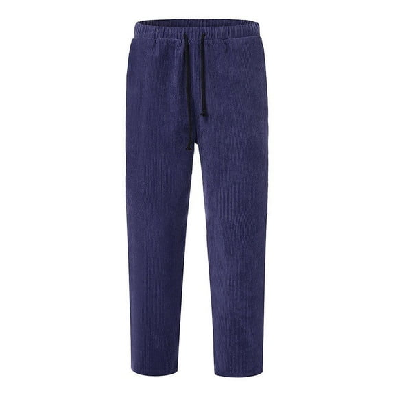 RUTAYY Men's Corduroy Pants Loose Solid Color Casual Elastic Waistband Straight Leg Fashion Playful Trousers