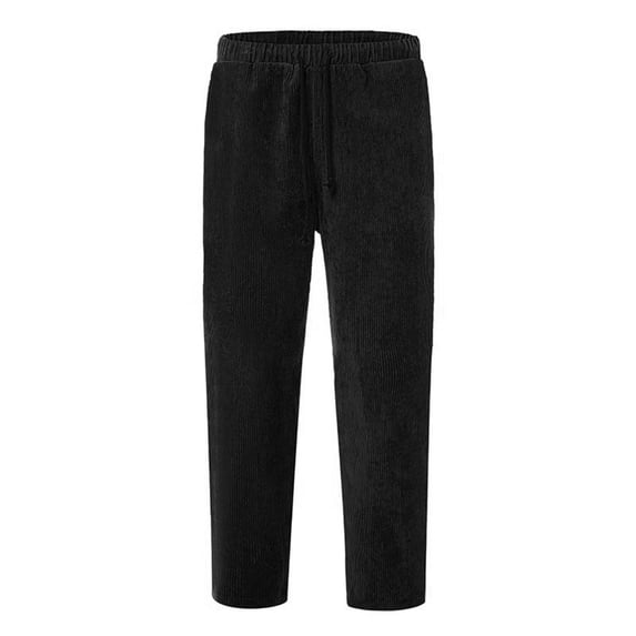 RUTAYY Men's Corduroy Pants Loose Solid Color Casual Elastic Waistband Straight Leg Fashion Travel Trousers