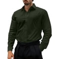thumbnail image 1 of RUTAYY Men's Dress Shirts Business Casual Pleated Formal Comfortable Stretch Long Sleeve Solid Color Turndown Collar Holiday Chic Blouse, 1 of 4