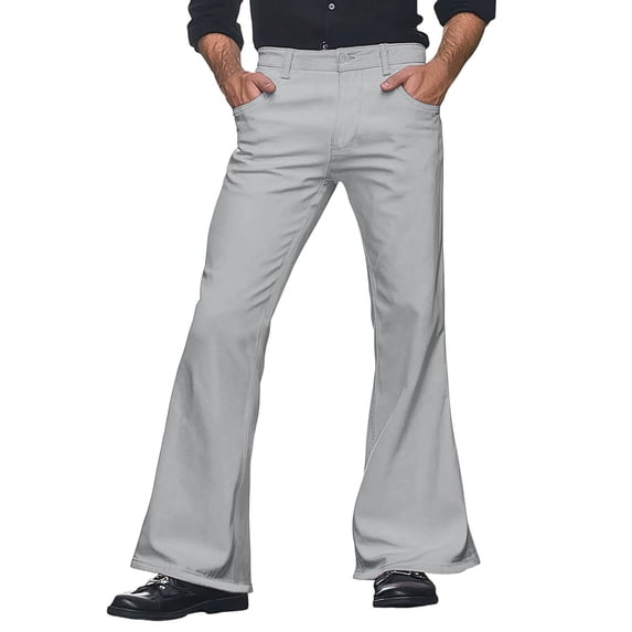 RUTAYY Men's Flared Pants Wide Leg Solid Color with Pocket Daily Wear Classic Chic Trousers