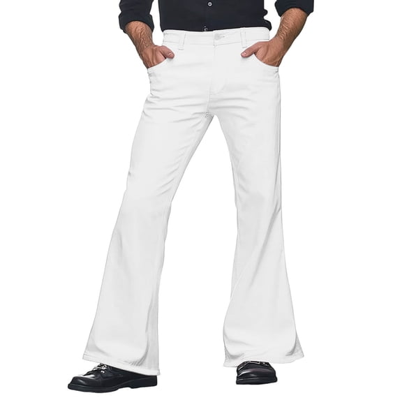 RUTAYY Men's Flared Pants Wide Leg Solid Color with Pocket Daily Wear Classic Trendy Trousers