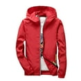 thumbnail image 1 of RUTAYY Men's Hooded Jacket Zipper Solid Color Long Sleeve Casual Windbreaker with Pocket Coat Chic Leisure Tops, 1 of 4