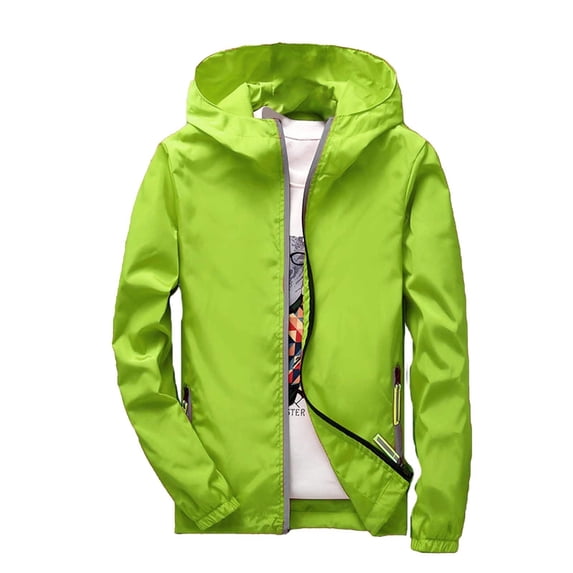 RUTAYY Men's Hooded Jacket Zipper Solid Color Long Sleeve Casual Windbreaker with Pocket Coat Chic Leisure Tops