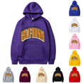 thumbnail image 1 of RUTAYY Men's Hoodie Long Sleeve Basic Front Pocket California Outline Letter Daily Pullover Sweatshirt Purple, 1 of 3