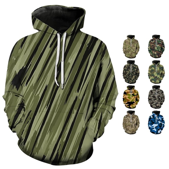 RUTAYY Men's Hoodie Long Sleeve Classic Camouflage All Over Print Outdoor Street Sweatshirt