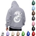thumbnail image 1 of RUTAYY Men's Hoodie Long Sleeve Drawstring Front Pocket Dragon Graphic Back Print Pullover Sweatshirt Light Gray, 1 of 4