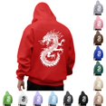 thumbnail image 1 of RUTAYY Men's Hoodie Long Sleeve Drawstring Front Pocket Dragon Graphic Back Print Pullover Sweatshirt Red, 1 of 4