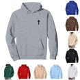 thumbnail image 1 of RUTAYY Men's Hoodie Long Sleeve Drawstring Front Pocket Small Cross Graphic Print Pullover Sweatshirt Grey, 1 of 4