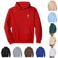 thumbnail image 1 of RUTAYY Men's Hoodie Long Sleeve Drawstring Front Pocket Small Cross Graphic Print Pullover Sweatshirt Red, 1 of 4