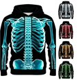 thumbnail image 1 of RUTAYY Men's Hoodie Long Sleeve Halloween Glowing Skeleton Ribcage Graphic Streetwear Sweatshirt Blue, 1 of 5