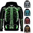 thumbnail image 1 of RUTAYY Men's Hoodie Long Sleeve Halloween Glowing Skeleton Ribcage Graphic Streetwear Sweatshirt Green, 1 of 5