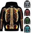 thumbnail image 1 of RUTAYY Men's Hoodie Long Sleeve Halloween Glowing Skeleton Ribcage Graphic Streetwear Sweatshirt Yellow, 1 of 5