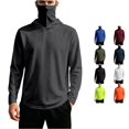 thumbnail image 1 of RUTAYY Men's Hoodie Long Sleeve Integrated Neck Gaiter Solid Color Pullover Sweatshirt Grey, 1 of 5